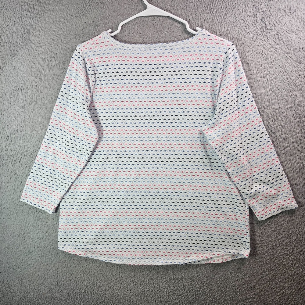 Talbots Hello Saturday Tee Top Women X Stretch Floral Print 3/4 Sleeve White - Picture 5 of 8